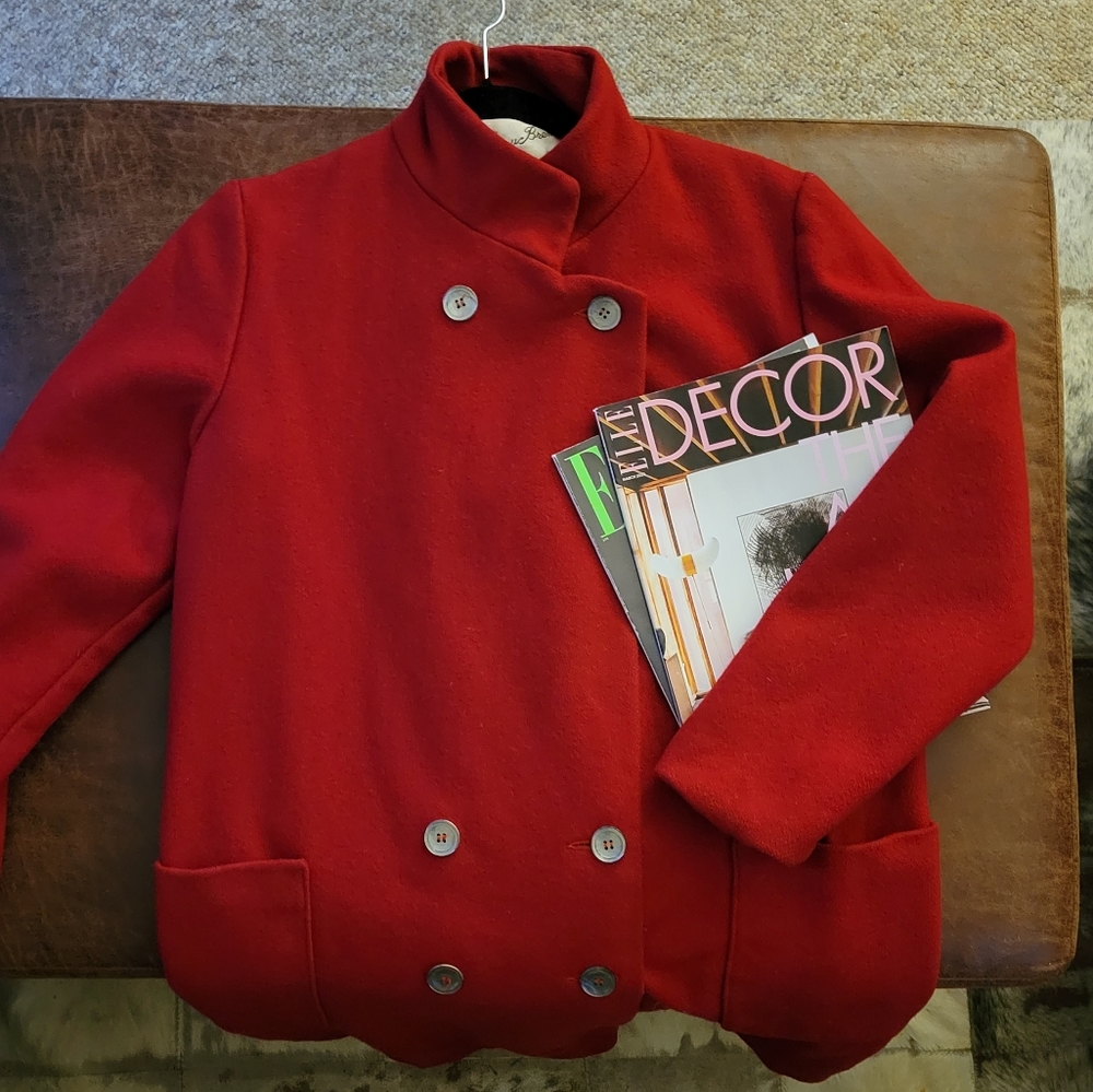 Vintage Woman's Red Wool Peacoat